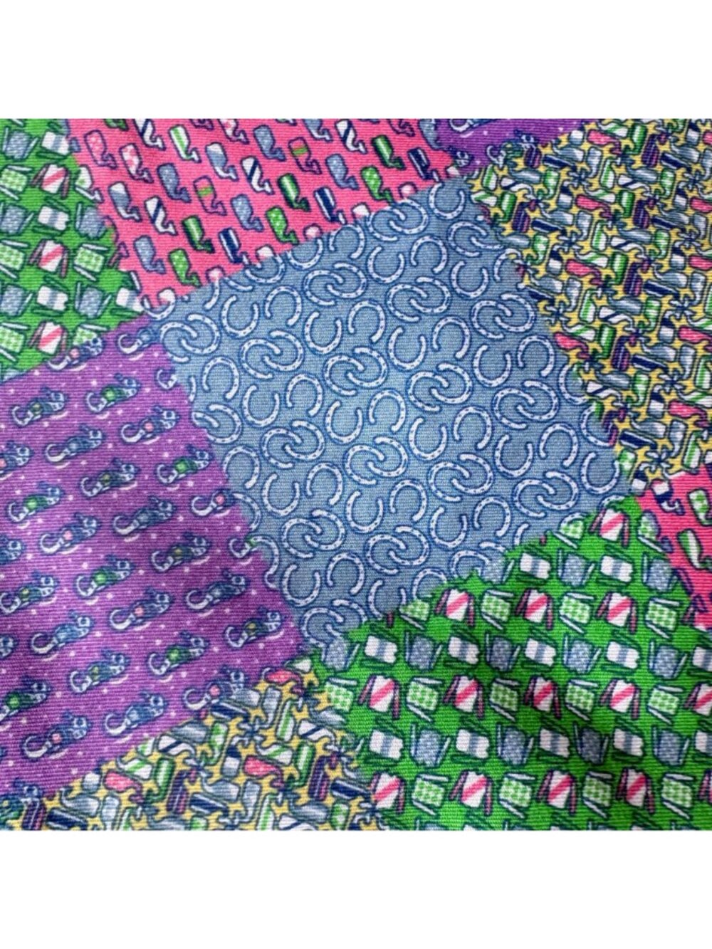 Vineyard Vines Kentucky Derby Strapless Patchwork Dress Preppy Horseshoe Print - Picture 2 of 10